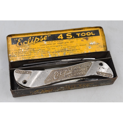 233 - Vintage Eclipse 4s Tool with a Collection of different Blades and File Attachments in original tin