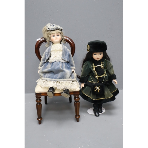 239 - Mixed Lot to include Two Vintage Porcelain Dolls with Dolls Chair