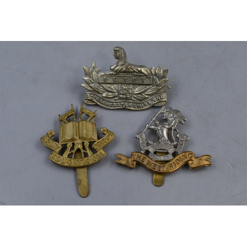 263 - The 3rd Gloucester Volunteers, Army Education Corps and The West Riding Military Cap Badges