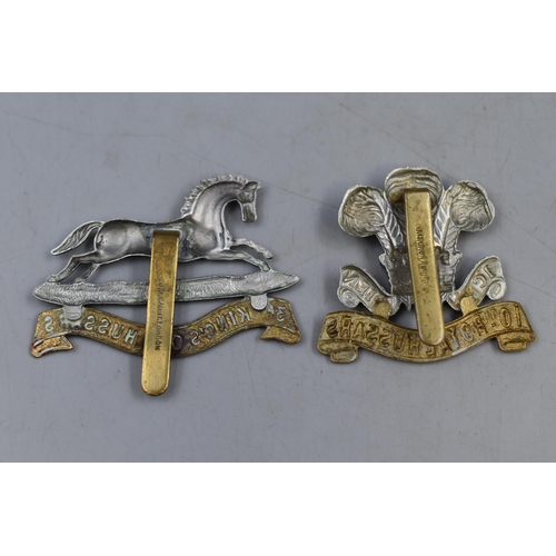 264 - The 10th Royal Hussars Prince of Wales Own and a 3rd Kings Own Hussars Cap Badges