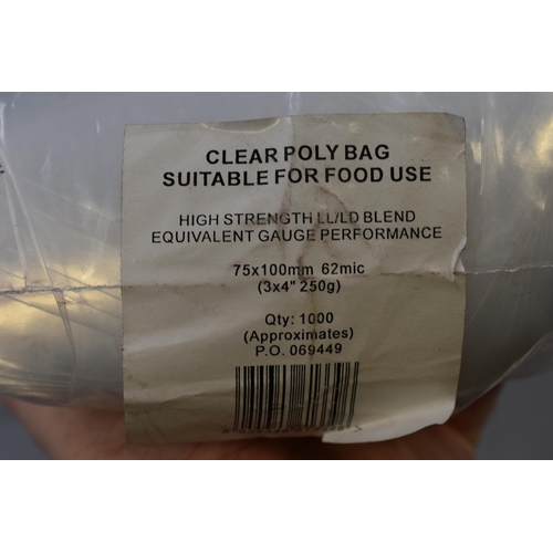 758 - A Large Quantity of Clear Poly Bags, 75x100mm