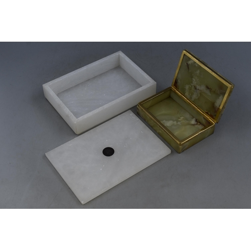 277 - Two Jewellery Boxes To Include Onyx and Brass Jewellery, And Alabaster Italian Wine Jewellery Box. L... 