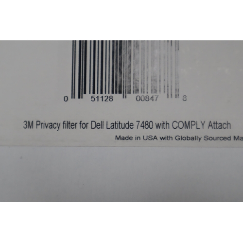 801 - Four Boxes of New Privacy Filters for Dell Latitude 7480 with Comply Attach Code PFNDE006 (327mm x 2... 