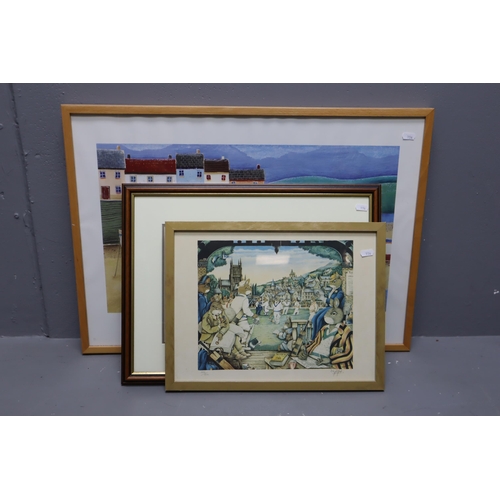 808 - Three Framed and Glazed Prints To Include Simon Hart 'Fishing Boats', Limited Edition BM Mullen 'Bri... 