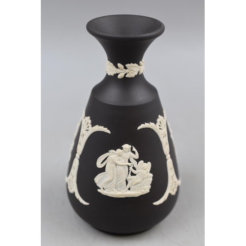 294 - A Wedgwood Black/White Jasperware Aurora and Chariot Bud Vase, Approx 5