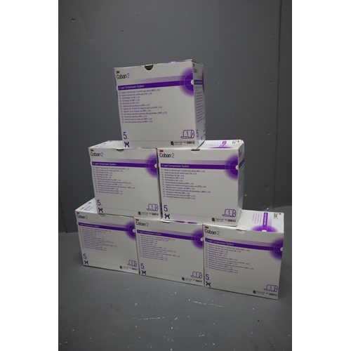 830 - Six Boxes of 3m Coban 2 Two Layer Compression Bandages (Each Box Contains 32 Rolls)