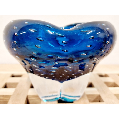 301 - Large Murano Blue Glass Controlled Bubble Art Glass Piece