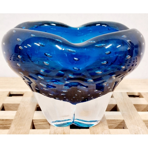 301 - Large Murano Blue Glass Controlled Bubble Art Glass Piece