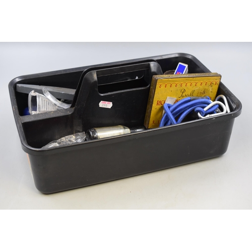 852 - Tool caddy Complete with Tools to include screwdrivers, Knives, Set Squares and more