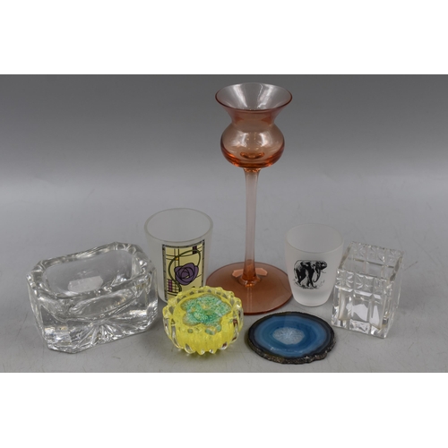 322 - Geode, Charles Renee Mackintosh Style Glass, Candleholder and More