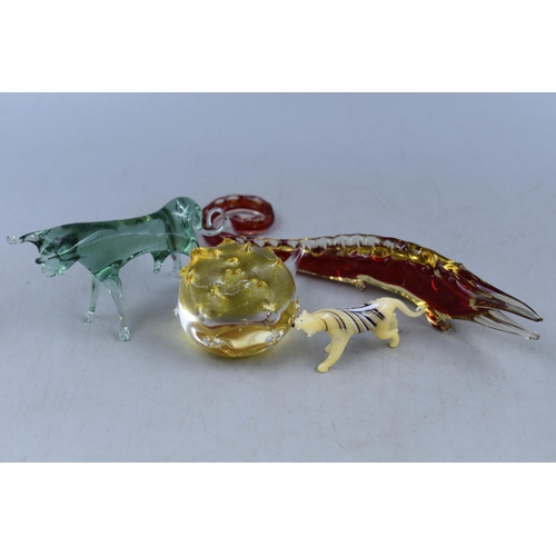 323 - Four Handblown Crystal Animal Figures (Largest 9