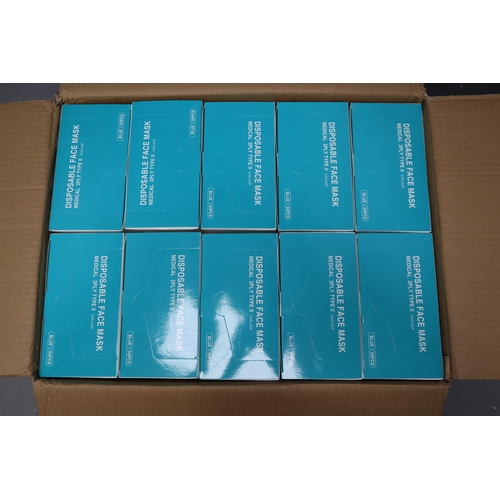 863 - A Box of 2000 New Medical Type II Disposable Face Masks, In Blue. Forty Boxes Each Containing Fifty ... 