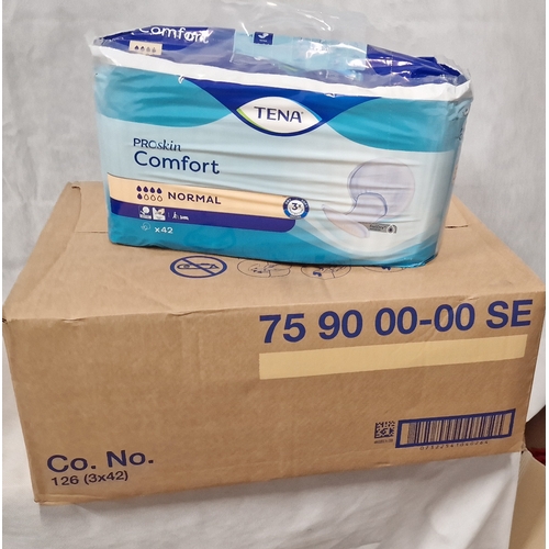 872 - Case of Tena Proskin Comfort Pads. 3 Packs of 42 Per Case