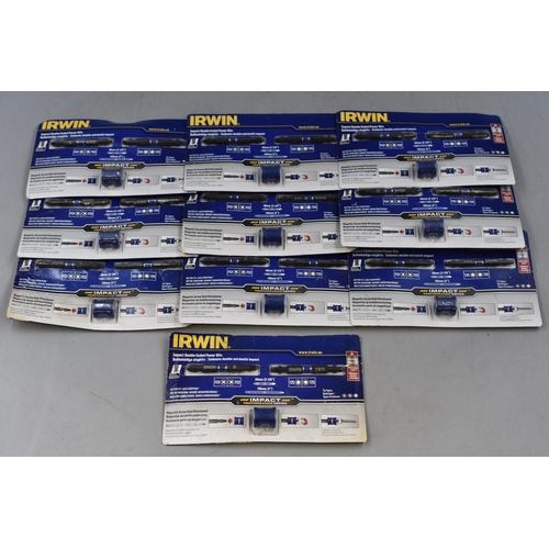 726 - Ten Irwin Impact Double Ended Power Bits, With Magnetic Holders