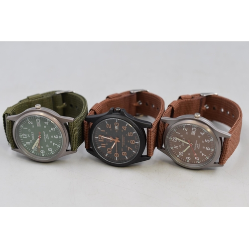 115 - Three Soki Fabric Strapped Gents Quartz Watches