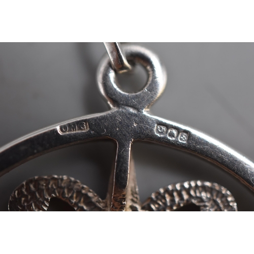 40 - Hallmarked Edinburgh Silver Ola Gorie Pendant Necklace, 1.5cm Dia (Markers Marked O.M.G), Circa 1973