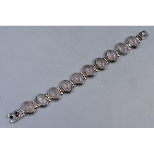 43 - Vintage Silver Rose Quartz Bracelet