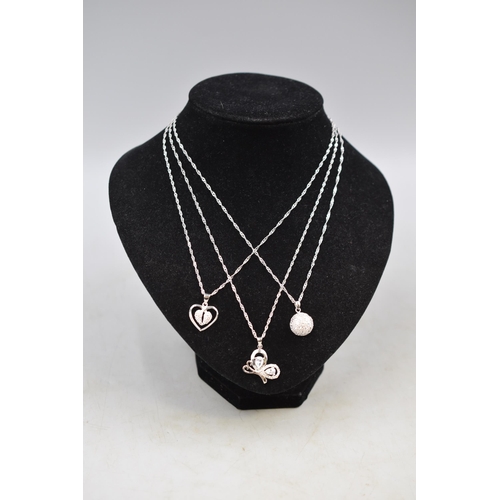 45 - Selection of Three Silver 925 Sparkly Diamanté Necklaces