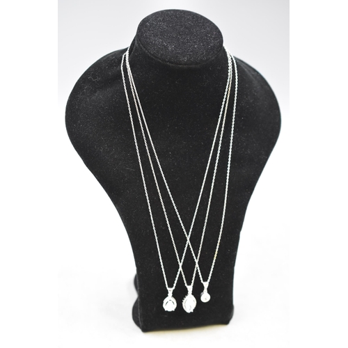 57 - Selection of Three Silver 925 Diamanté Pendant Necklaces