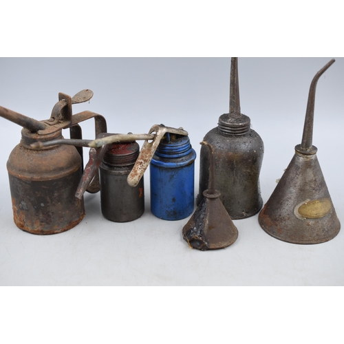 347 - Selection of Vintage Oil Cans with Contents