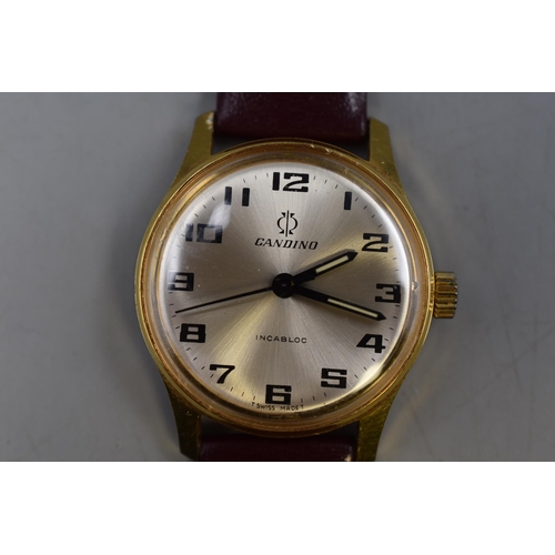 74 - Candino 17 Jewels Mechanical Gents Watch (Working)