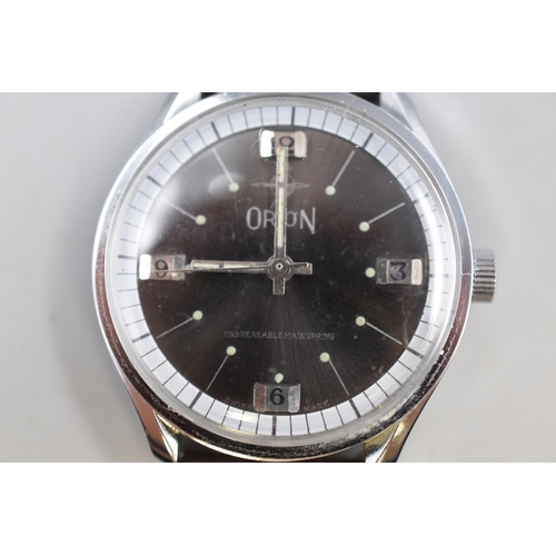 75 - Orion Mechanical Gents Watch with Leather Strap (Working)