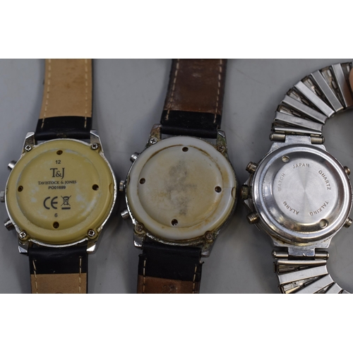 110 - Three Talking Watches to include Tavistock and Jones and Cobalt Speechmaster (Working)