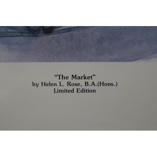 399 - Limited Edition Original Print by Helen L Rose Entitled “The Market”. Depicting a Scene ... 