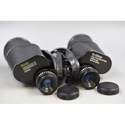 421 - A Pair of Boots Admiral II 12X50mm Binoculars, In Case