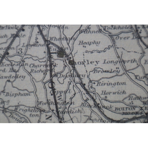 436 - Framed and Glazed Mid Century Print of Lancashire Displaying The Rail Tracks Networks 21