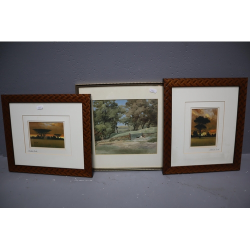 439 - Two Signed Framed and Glazed Malachi Smith Prints, With Framed and Glazed Watercolour Signed 'J-Newt... 