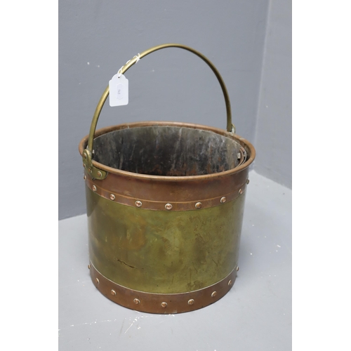 449 - A Large Brass and Copper Ware Coal Bucket, Approx 13.5