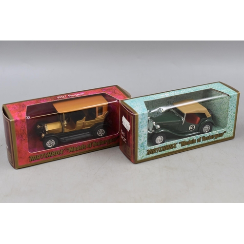 196 - Six Boxed Matchbox Models of Yesteryear. Includes 1906 Rolls Royce Silver Ghost, 1907 Peugeot, 1914 ... 