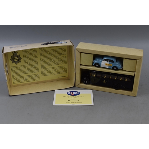 198 - A Corgi Boxed Limited Edition Metropolitan Police Bedford OB Coach & Moris Minor Die Cast Vehicl... 