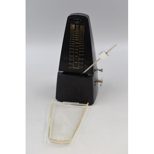 213 - Vintage Metronome, Wind Up Black Plastic Pyramid in Shape