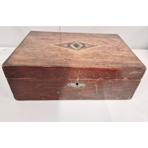 466 - Vintage Inlaid Wooden Jewellery Box Full of Jewellery Box Measures Approx 10 x 7 x 4 inches and has ... 