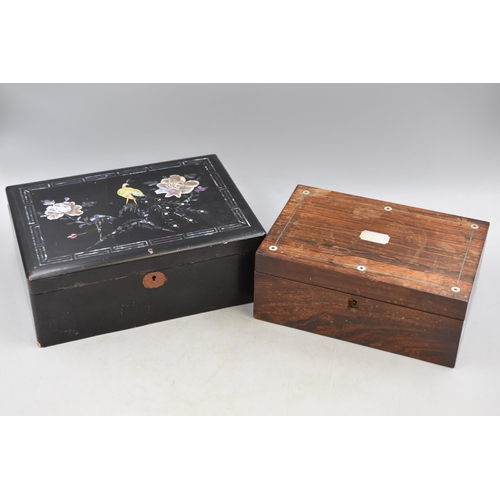 467 - Two Mother of Pearl Inlaid Storage Boxes (Largest 12