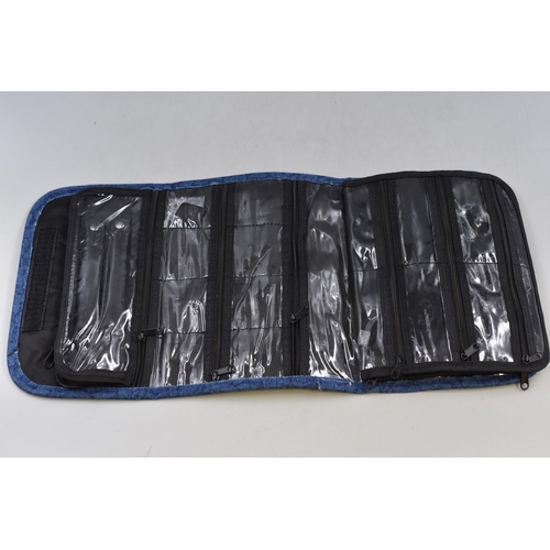 471 - Folding Jewellery Storage Bag with 16 Zip Compartments