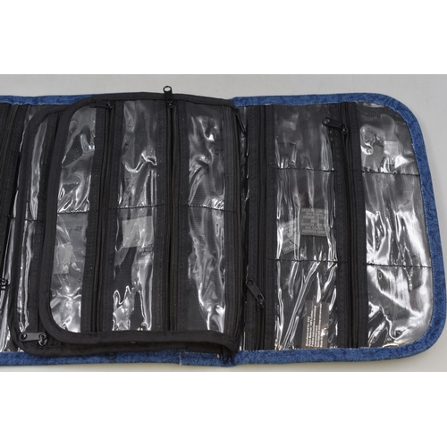 471 - Folding Jewellery Storage Bag with 16 Zip Compartments