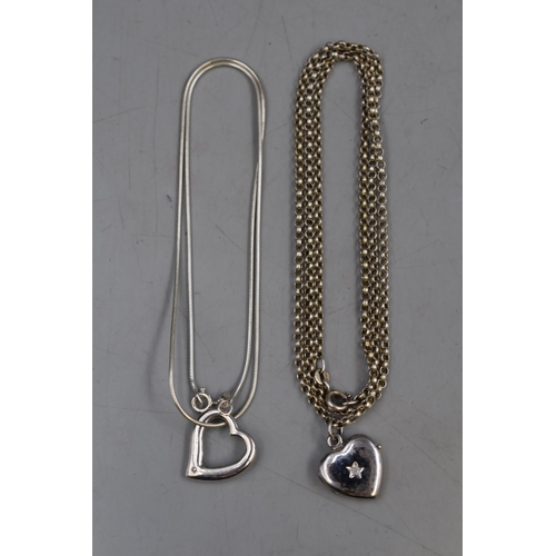 248 - Two Silver 925 Heart Necklaces, includes Locket Heart Necklace