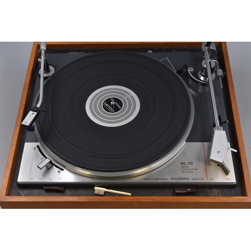 500 - Goldring Lenco GL 75 Swiss made turntable, silent when running at all four speeds