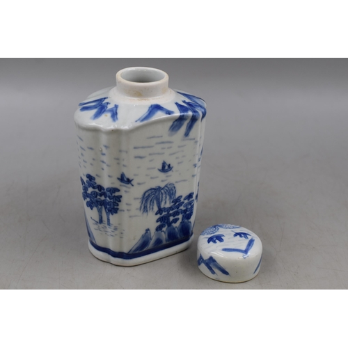 293 - Japanese Blue & White Lidded Tea Caddy (6