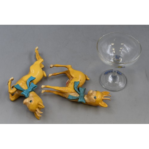 306 - Vintage 1960's Babycham Glass with Two Babycham Deers