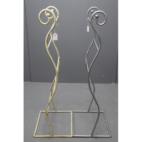 533 - Two Matching Hand Crafted Wrought Iron Freestanding Towel Holders 43