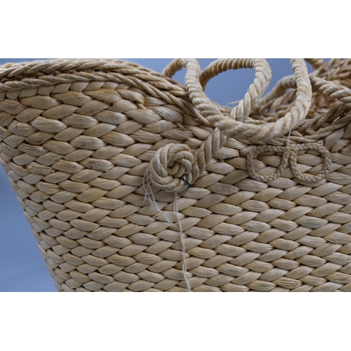 535 - Two Rattan Shopping Baskets, Royaltex Handbag, and a Rope Basket with Wooden Handles