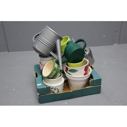 539 - Selection of Small Plant pots and Two Watering Cans