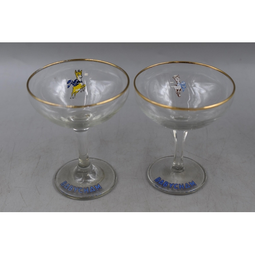 335 - Mixed Selection of Babycham Glasses from 1950's Onwards, also includes Deer Mascot (a/f)