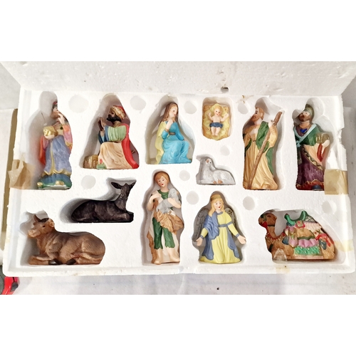 580 - Two Boxed Christmas Items Includes Premier Large Lit Village Scene and a Large Figures12 Piece Delux... 