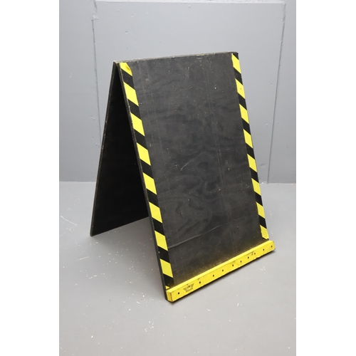 653 - Large Wooden Hinged Safety Ramp, Marked Bulls (7ft x 28”)