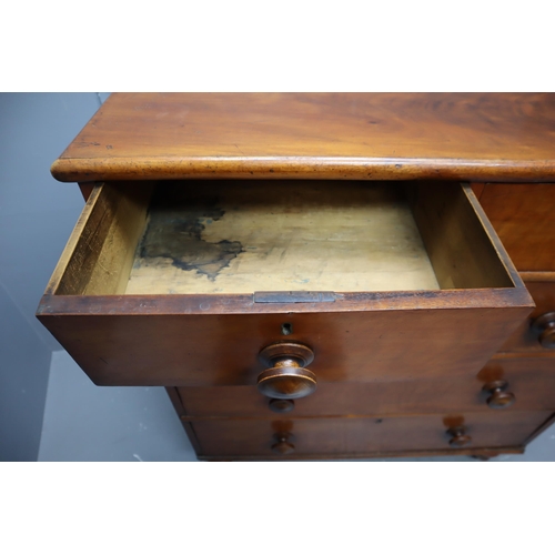 597 - Victorian Solid Oak Chest of Five Drawers Sitting on Hand turned Bobbin Legs fitted with Castors Dis... 